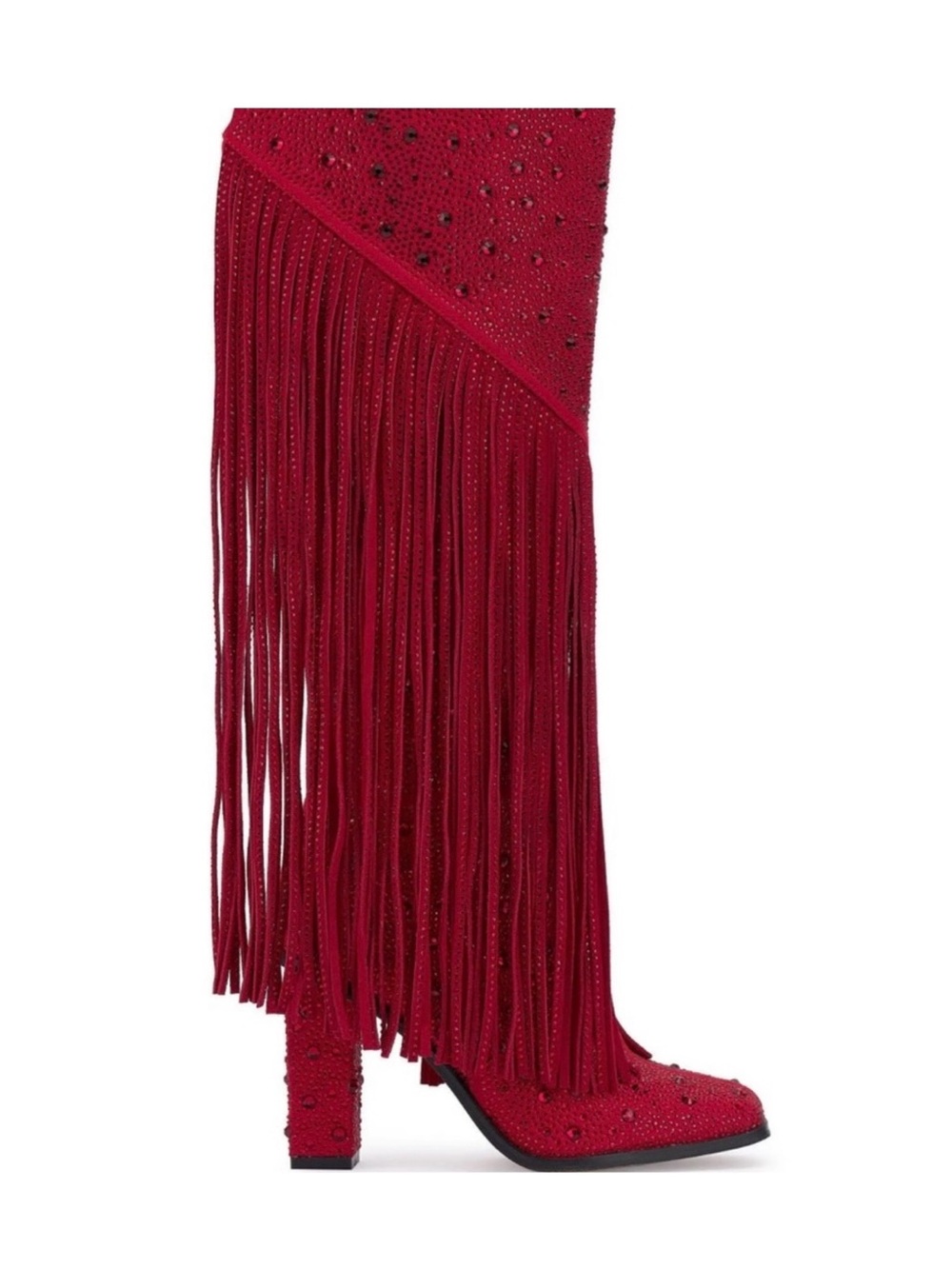 Jessica Simpson Red Rhinestone Fringe Cowboy Boots Size 7.5
